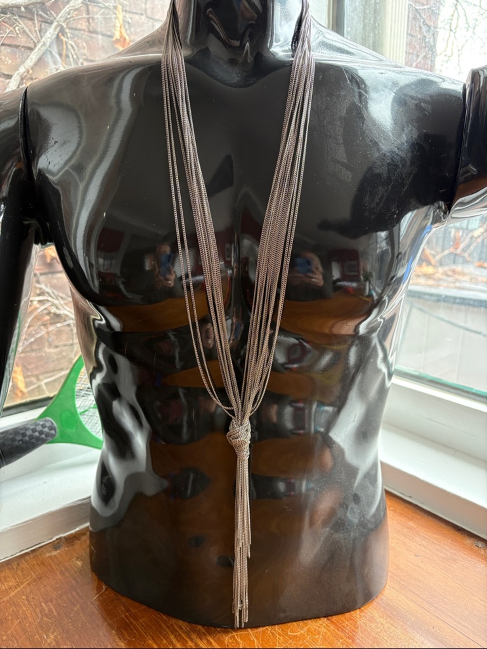 Long Multi-Strand Knot Tassel Necklace - Silver